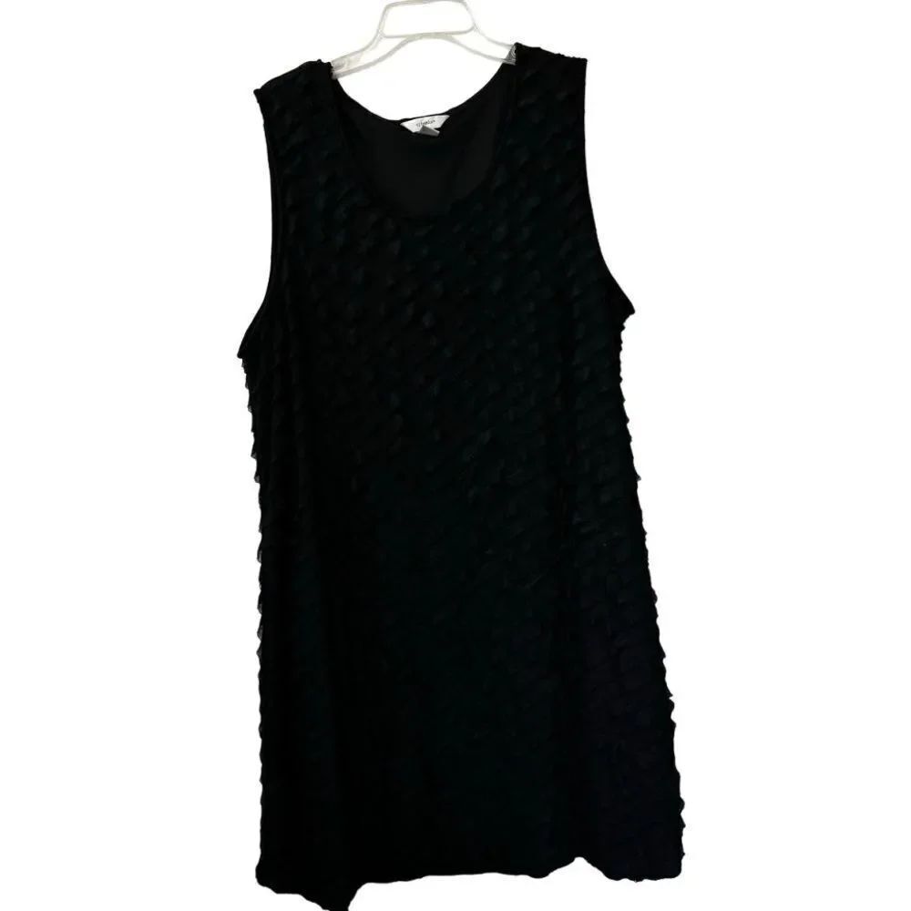 CJ Banks Black Sleeveless Dress Ruffle Party SZ 3X